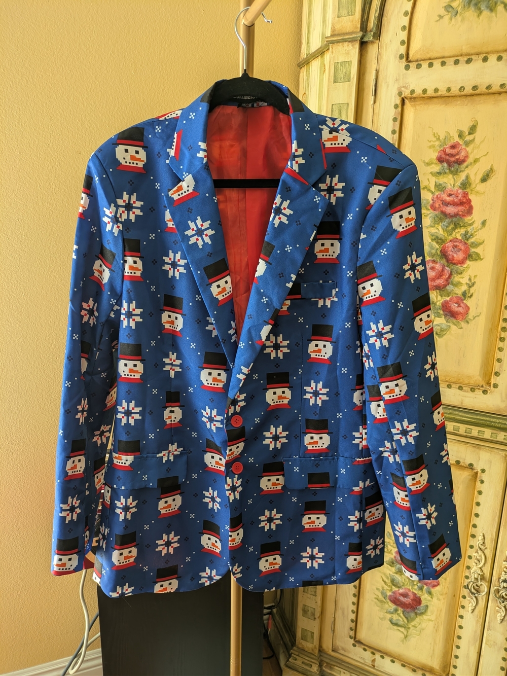Blue Holiday Snowman Blazer Sz L Jacket Only